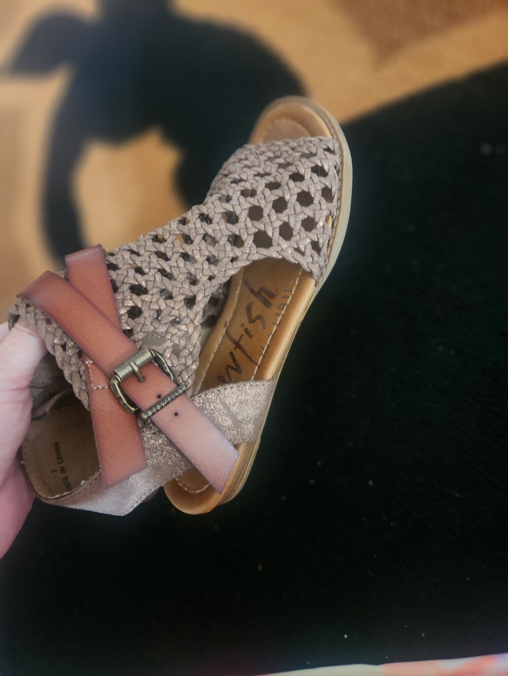 Blowfish ⁸Woven Open-Toe Sandal in Taupe with Leather Strap